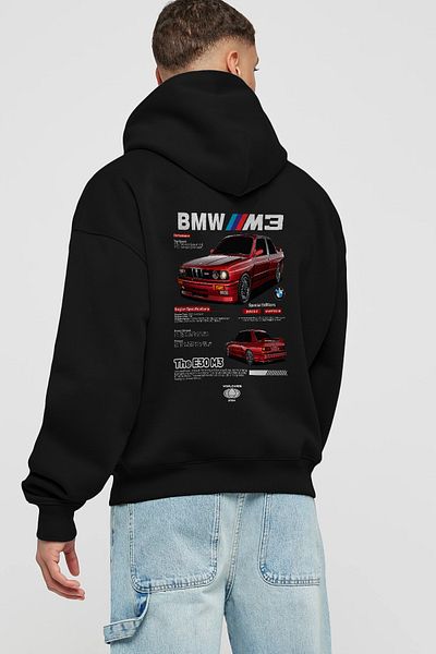 Ankhises BMW E30 M3 Μαύρο φούτερ με στάμπα πίσω - Ανδρικά και γυναικεία κουκούλα μεγάλου μεγέθους