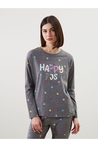 LC Waikiki Σετ γυναικεία πιτζάμες με στάμπα Crew Neck