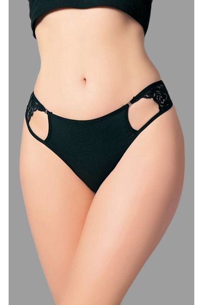Cooqpoo Black S/M - L/Xl Size Front Round Gap Lace Women's Panties