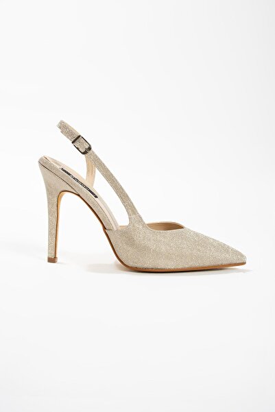 es exello Pantofi cu toc înalt și subțire Kylie Back Light Gold Glitter