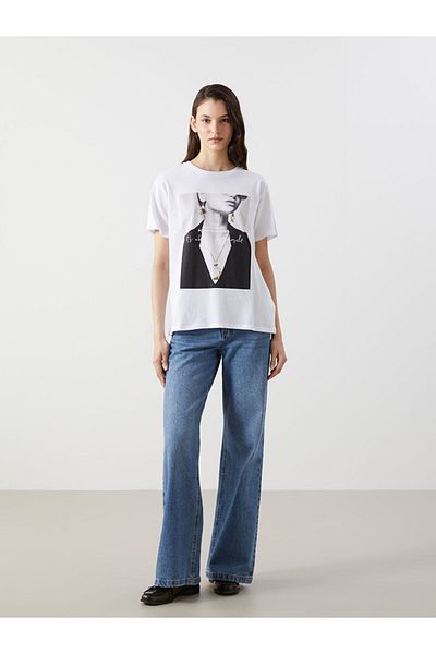LC Waikiki Tricou de damă cu imprimeu cu decolteu rotund de sezon nou - S57238Z8
