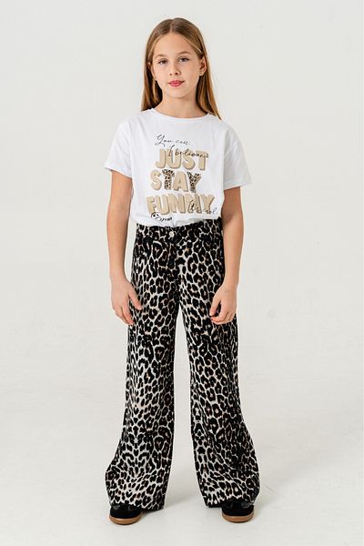 GİYİCEM TEKSTİL Leopard Motifle 2561 Model Child's Trousers