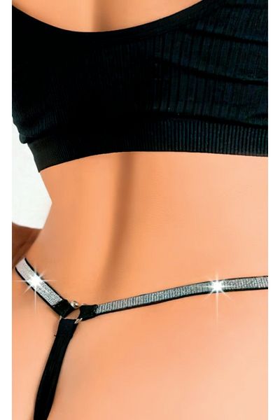 Cooqpoo Negru S/M - L/XL Mărimea Stone String Thong Chiloți Femei