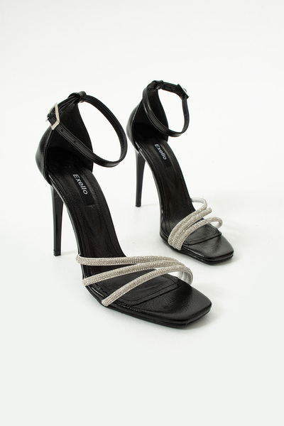 es exello Παπούτσια με ψηλό λεπτό τακούνι Moris Black Silver Stone