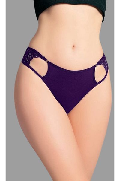 Cooqpoo Purple S/M - L/Xl Size Front Round Gap Lace Women Panties