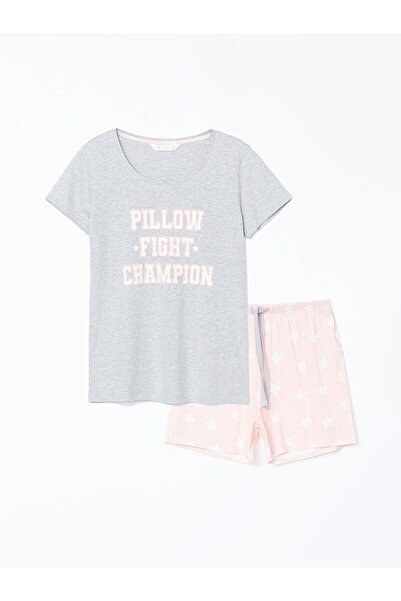 LC Waikiki Yeni Sezon Bisiklet Yaka Baskili Kadin Sortlu Pijama Takimi - S585...