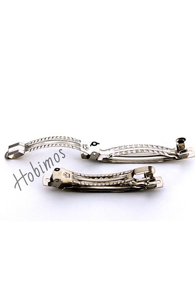 Hobimos 100Pcs 8 cm Automatic Barrette - 8 cm Nickel Plated Automatic Hair Barrette