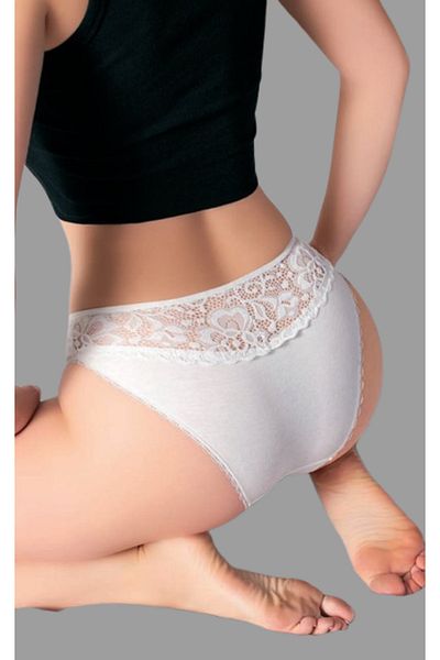 Cooqpoo Λευκό S/M - L/XL Μέγεθος Δαντέλα Χτενισμένο Βαμβακερό Γυναικείο Σλιπ