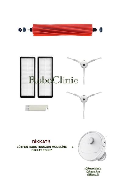 Roboclinic Roborock QRevo MaxV / QRevo Pro / QRevo S / فرشاة بديلة متوافقة، مجموعة فلتر Hepa - 6 قطع