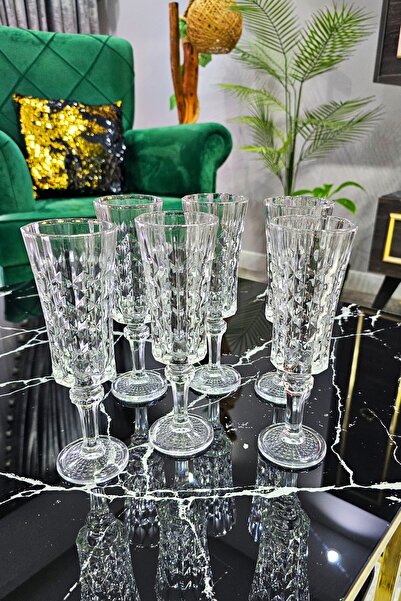 Gülümseten Avm 6 lı Cam Ayaklı Kahve Yanı Su Bardağı | Flüt Bardak | Kahve Sunum Bardağı | Kristal Ayaklı Bardak