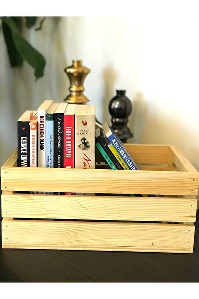 Limon Dekor Ahşap Dekoratif Saklama Depolama Düzenleme Ve 45 Plakalar İçin Kasa Sandık Çok Amaçlı Organizer