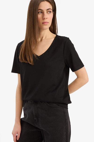 DeFacto New Season Regular Fit V-Neck Basic Solid Short Sleeve T-Shirt