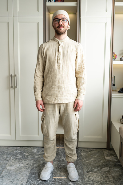 Ravi Muslin Men's Cargo Hac&Umre Set