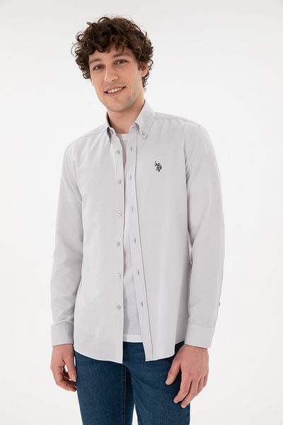 U.S. Polo Assn. Men's Light Gray Long Sleeve Basic Shirt 50306338 -Vr001