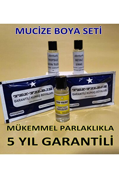 abnturk Koyu Lacivert 5li Kumaş Boya Seti+Sabitleme+Kalıcı için Sirke+Parlakl...