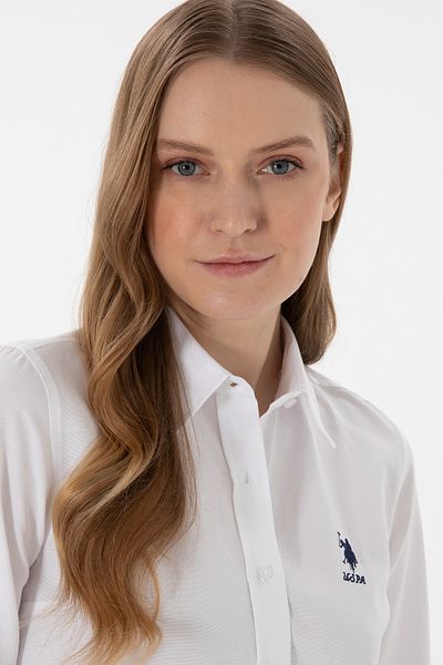 U.S. Polo Assn. Cămașă de bază albă cu mânecă lungă de damă 50298095 -VR013