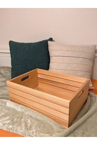 Limon Dekor Large Size Solid Wood Board Box Multipurpose Organizer for Storage - Wooden Crate