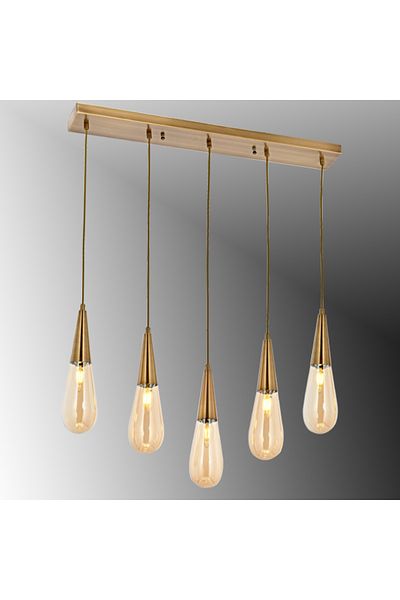 TT AYDINLATMA Tt023-5S-Fullesk Tt Lighting Full Antique Finish 5-Piece Drop Model Row Chandelier