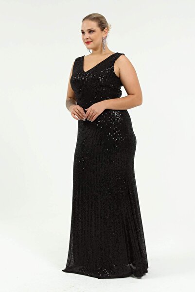 ANGELINO Payetli Uzun Abiye Elbise KL3098