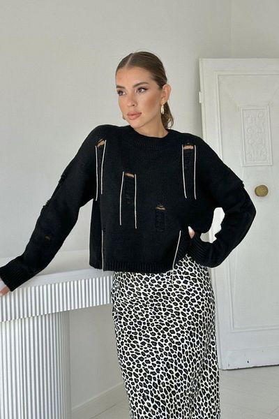modaserdem Black Face and Chain Knitwear Sweater