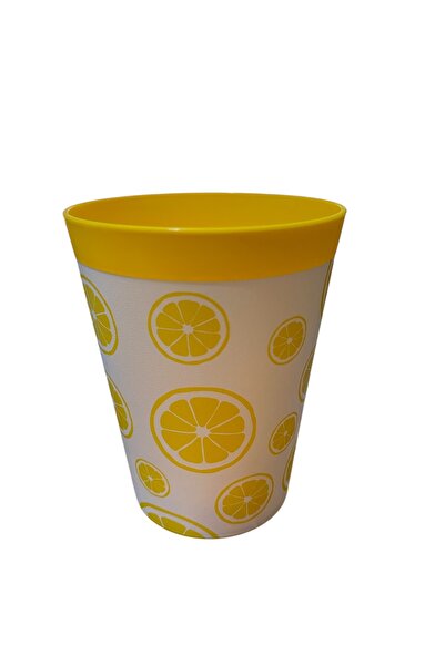 HOLLYHOME Sandy Limon Desenli Bardak Renkli Plastik Su, Meşrubat Bardağı 300ml 10(h)x8x8cm