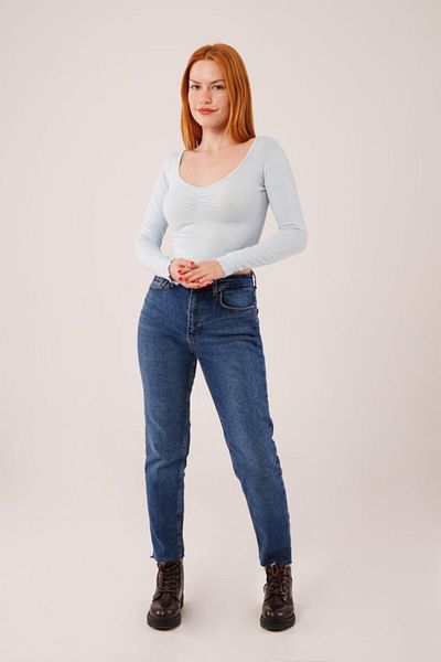 Moka Shopin Bluză de bază MokaShopin cu guler larg Baby Blue