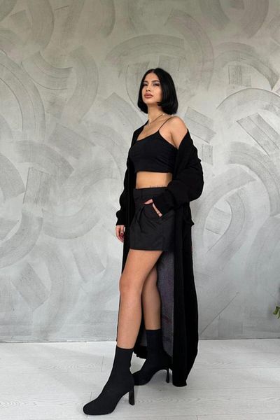 MODAVERA    Black Back Patterned Cardigan