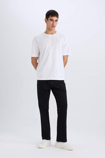 DeFacto New Season Diago Comfort Fit Comfortable Fit High Waist Wide Leg Black Jean Trousers