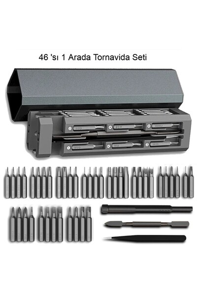 MDS Tornavida Hassas Manyetik 46 Parça Telefon Pc Elektronik Cihaz Tamir Kiti Çoklu Uç Araç Tamir Seti