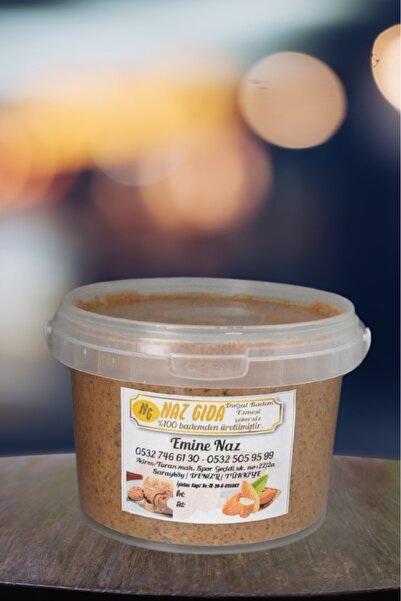 NAZ GIDA Doğal (katkısız, koruyucusuz, şekersiz)yerli badem ezmesi(yarım kg)