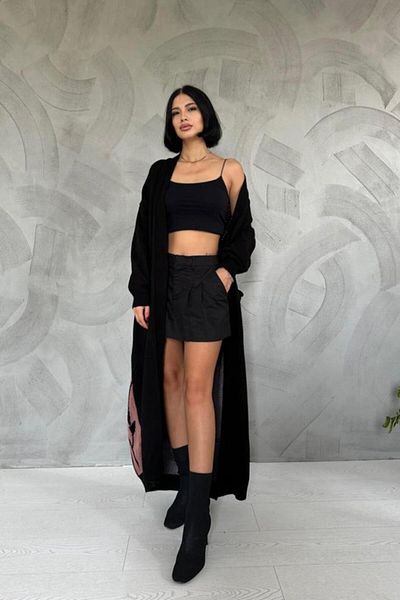 MODAVERA    Black Back Patterned Cardigan