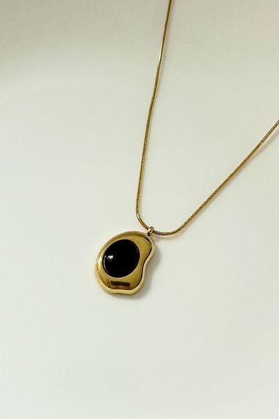 DELEIZA ACCESSORY Steel Vintage Gold Dark Brown Earth Harmony Necklace