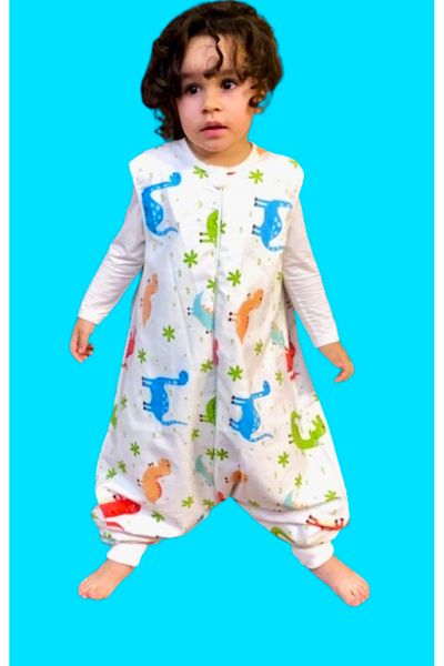 Happystore Fiberless Organic Winter Double Layer 100% Cotton Colored Dinolar Sleeveless Sleeping Bag
