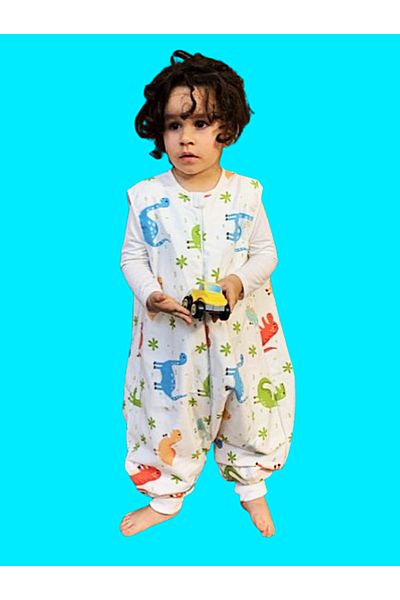 Happystore Fiberless Organic Winter Double Layer 100% Cotton Colored Dinolar Sleeveless Sleeping Bag