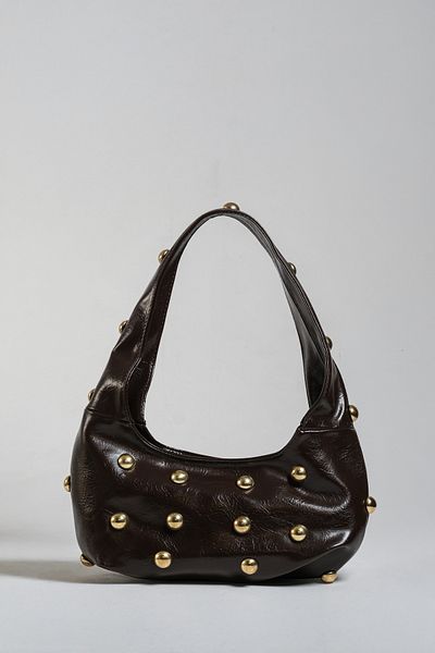 Çantacımstore Brown Studded Shoulder Bag - 040325