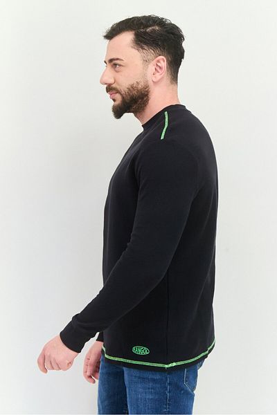 Kangol Men Crew Neck Embroidered Logo Long Sleeves Sweatshirt, Black