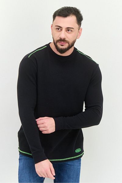 Kangol Men Crew Neck Embroidered Logo Long Sleeves Sweatshirt, Black