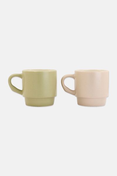 Muy Mucho 2 Pcs Stackable Cups 320 Ml, Beige