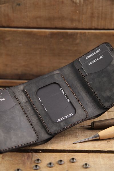 New Coast Leather 1900's Χειροποίητο ανδρικό πορτοφόλι από γνήσιο δέρμα