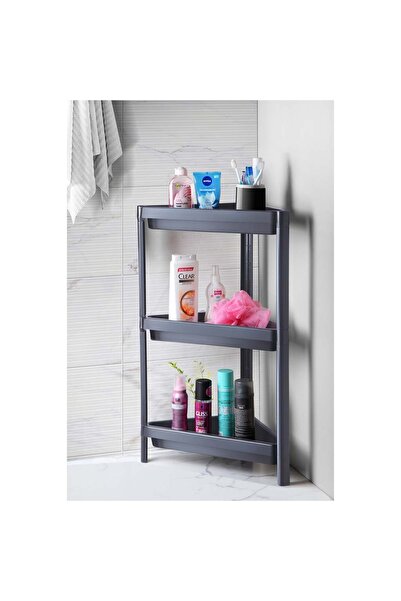 devigo 3 Katlı Üçgen Köşe Rafı - Plastik - Banyo, Mutfak, Balkon, Kiler Düzen...