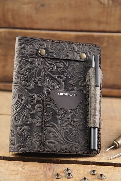 New Coast Leather 1900's Γνήσιο δέρμα Χειροποίητη θήκη σημειωματάριου A6