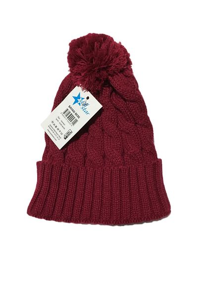 Kcrhome Still Star 100% Acrylic Beanie & Claret Red