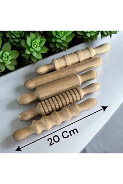 Genel Markalar Ahşap Beşli Mini Merdane Seti / Hamur Şekillendirici