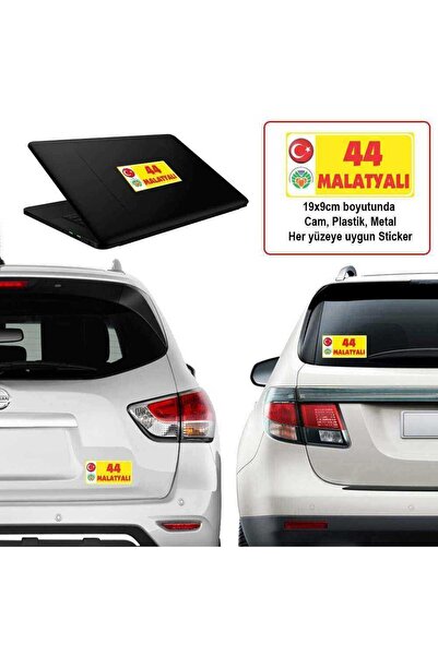 Genel Markalar 44 Malatya - Memleket Sticker - Şehir - Arma, Cam, Laptop Etiket Araç Aksesuar -oto Sticker 19x9cm