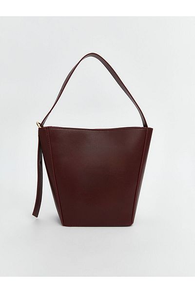 LC Waikiki Lcw Accessories Claret Red Leather Look Women's Shoulder Bag with Removable Strap