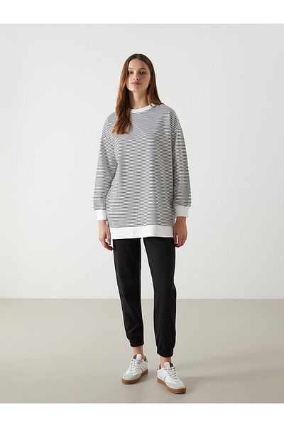 LC Waikiki New Season Striped Oversize Women's Sweatshirt Tunic - S5J767Z8