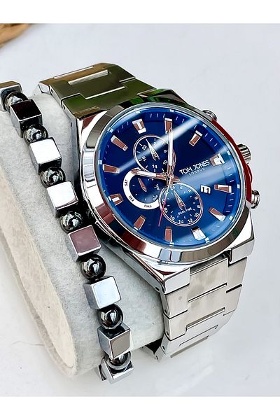 Tom Jones STEEL MEN'S WRIST WATCH AND BRACELET WITH GIFT