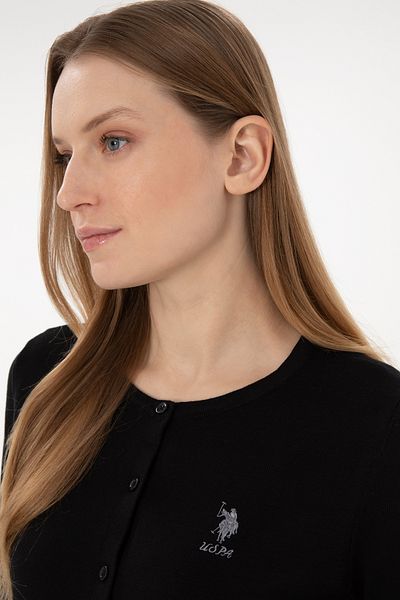 U.S. Polo Assn. سترة تريكو أساسية سوداء للنساء 50293537 -VR046