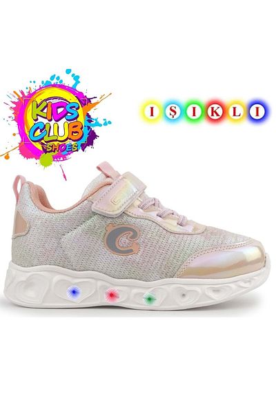 KOCAMANLAR Yukis Cool Girls' Sneakers - Lighted Orthopedic Sole, Beige