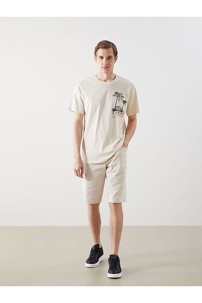 LC Waikiki New Season Crew Neck Κοντό μανίκι εμπριμέ χτενισμένο βαμβακερό ανδρικό Tisort - S5J817Z8